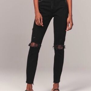 Abercrombie & Fitch Black Ripped Skinny Jeans